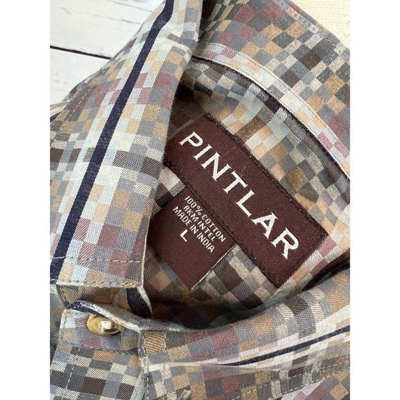 Pintlar Western Shirt Long Sleeve Button Front Large Cowboy Rodeo Colorful Plaid - Picture 4 of 8